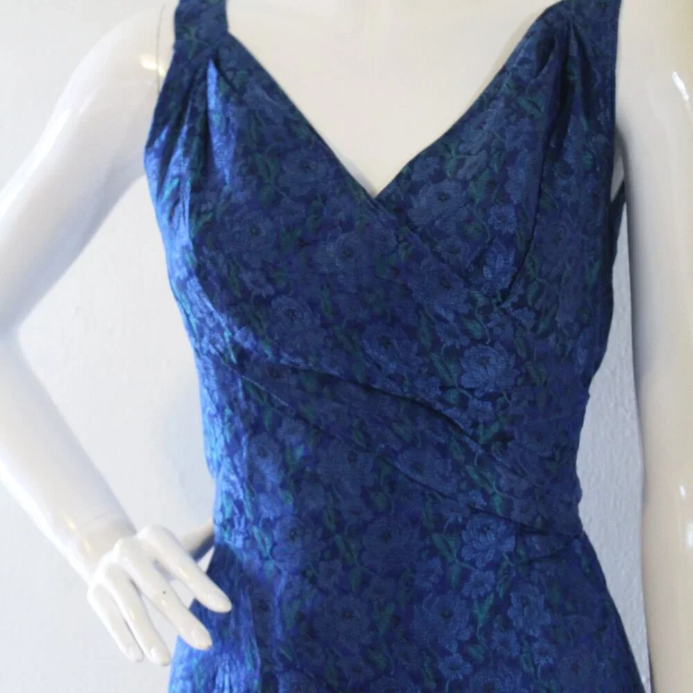 Blue Vintage 1950s Vintage Brocade Dress - Picture 2 of 9